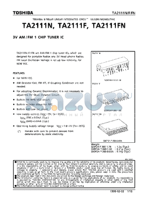 TA2111FN datasheet - 3V AM/FM 1 CHIP TUNER IC