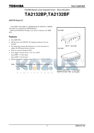 TA2132BF datasheet - AM/FM Radio IC