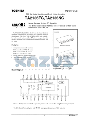 TA2136FG datasheet - Sound Retrieval System; 3D Sound IC