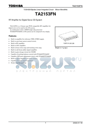 TA2153FN datasheet - RF Amplifier for Digital Servo CD System
