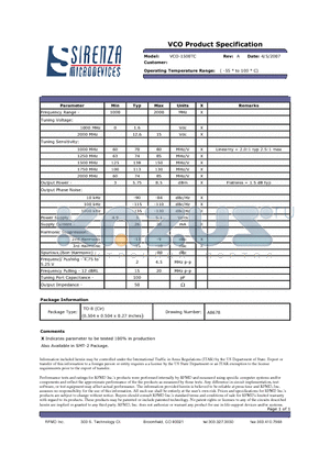 VCO-1500TC datasheet - VCO Product Specification