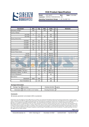 VCO-204TC datasheet - VCO Product Specification