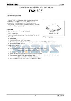 TA2159F datasheet - TOSHIBA Bipolar Linear Integrated Circuit Silicon Monolithic