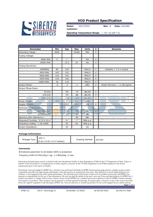 VCO-570TC datasheet - VCO Product Specification