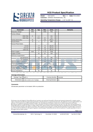 VCO-520TC datasheet - VCO Product Specification