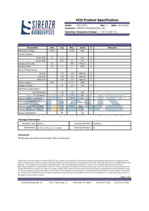 VCO-530TC datasheet - VCO Product Specification