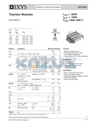 VCO180-08IO7 datasheet - Thyristor Modules