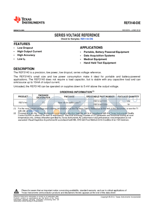 REF3140TDD2 datasheet - SERIES VOLTAGE REFERENCE