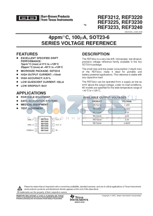 REF3212AIDBVR datasheet - 4ppm/C 100A, SOT23-6 SERIES VOLTAGE REFERENCE