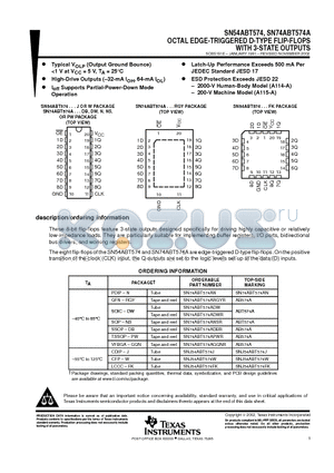 SN74ABT574_02 datasheet - OCTAL EDGE-TRIGGERED D-TYPE FLIP-FLOPS WITH 3-STATE OUTPUTS