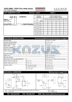 TA2S30F datasheet - TTL TCXO Oscillator