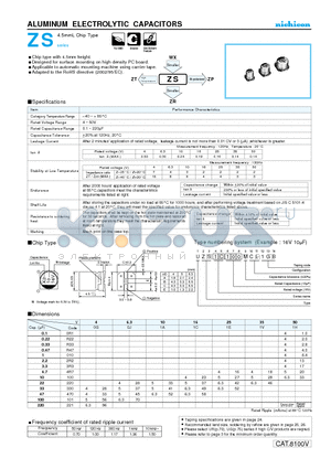 UZS1A101MCL datasheet - ALUMINUM ELECTROLYTIC CAPACITORS