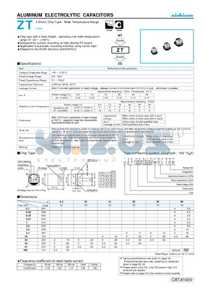 UZT1C100MCL datasheet - ALUMINUM ELECTROLYTIC CAPACITORS