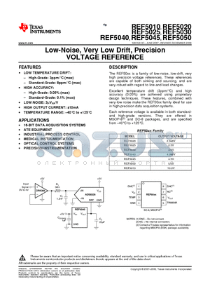 REF5010IDGKR datasheet - Low-Noise, Very Low Drift, Precision VOLTAGE REFERENCE