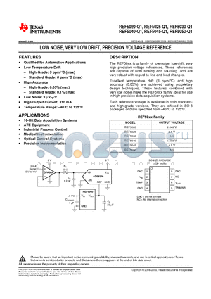 REF5020-Q1 datasheet - LOW NOISE, VERY LOW DRIFT,PRECISION VOLTAGE REFERENCE