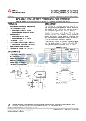 REF5020A datasheet - LOW-NOISE, VERY LOW DRIFT, PRECISION VOLTAGE REFERENCE