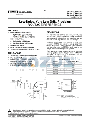 REF5020AIDRG4 datasheet - Low-Noise, Very Low Drift, Precision VOLTAGE REFERENCE