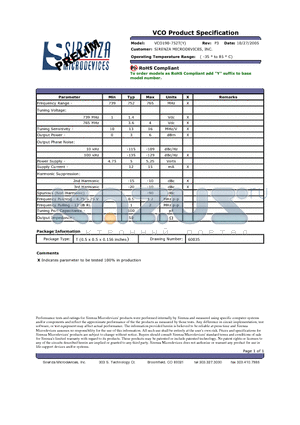 VCO190-752T datasheet - VCO Product Specification