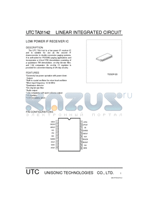 TA31142 datasheet - LINEAR INTEGRATED CIRCUIT