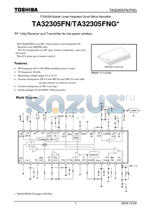 TA32305 datasheet - RF 1chip Receiver and Transmitter for low power wireless