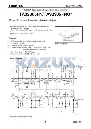 TA32305FNG datasheet - RF 1chip Receiver and Transmitter for low power wireless