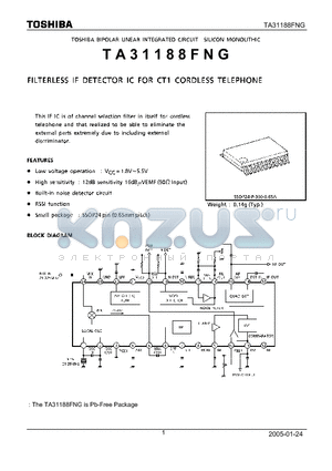 TA31188FNG datasheet - FILTERLESS IF DETECTOR IC FOR CORDLESS TELEPHONE