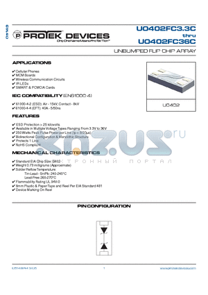 U0402FC05C datasheet - UNBUMPED FLIP CHIP ARRAY