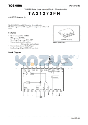 TA31273FN datasheet - AM RF/IF Detector IC