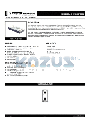 U0402FC08C datasheet - 250w unbumped flip chip tvs array