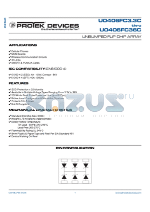 U0406FC08C datasheet - UNBUMPED FLIP CHIP ARRAY