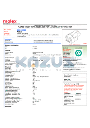 SDA-95043 datasheet - Modular Plug, Short Body, Shielded, 8/8, Blue Boot, Cat5 for 6.00mm (.236