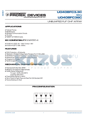 U0408FC12C datasheet - UNBUMPED FLIP CHIP ARRAY