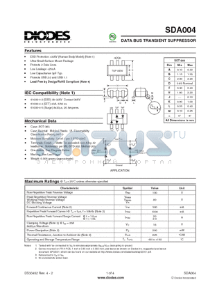 SDA004-7 datasheet - DATA BUS TRANSIENT SUPPRESSOR