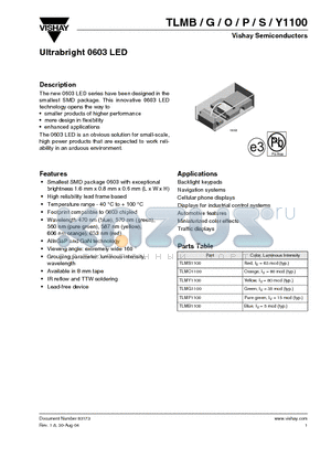 TLMB1100 datasheet - Ultrabright 0603 LED