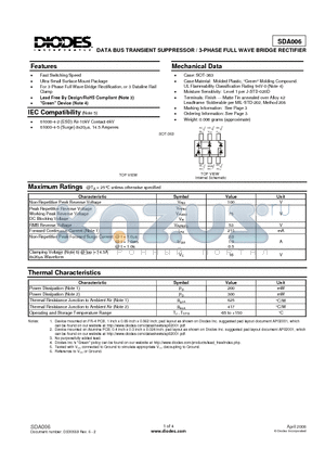 SDA006_08 datasheet - DATA BUS TRANSIENT SUPPRESSOR / 3-PHASE FULL WAVE BRIDGE RECTIFIER