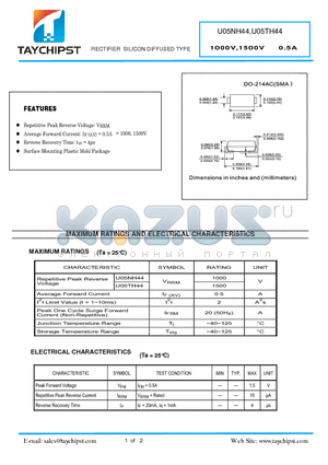 U05NH44 datasheet - RECTIFIER SILICON DIFFUSED TYPE