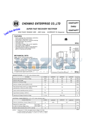 U06P30PT datasheet - SUPER FAST RECOVERY RECTIFIER