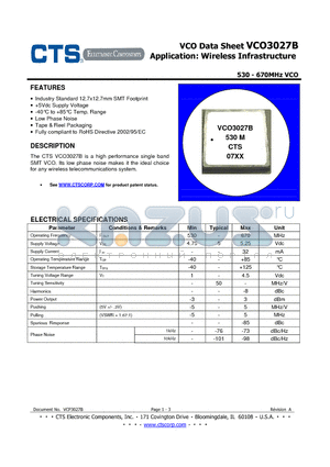 VCO3027B datasheet - Wireless Infrastructure