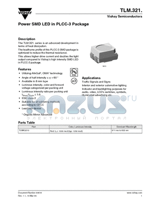 TLMK3210 datasheet - Power SMD LED in PLCC-3 Package