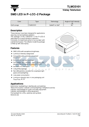 TLMO3101 datasheet - SMD LED in P-LCC-2 Package