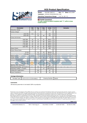 VCO790-1500T datasheet - VCO Product Specification