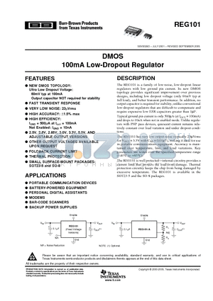 REG101-25 datasheet - 100mA Low-Dropout Regulator