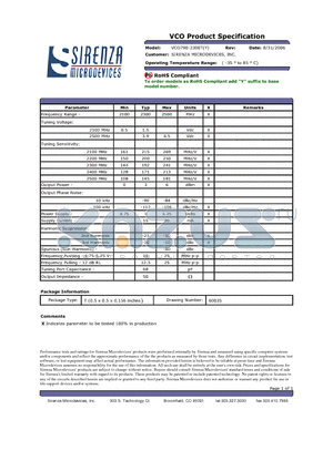 VCO790-2300TY datasheet - VCO Product Specification