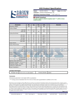 VCO793-750T datasheet - VCO Product Specification