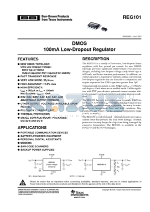 REG101NA-2.85/250 datasheet - DMOS 100mA Low-Dropout Regulator