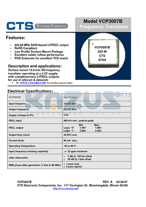 VCP3007B datasheet - Frequency Translator