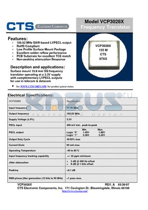 VCP3028X datasheet - Frequency Translator