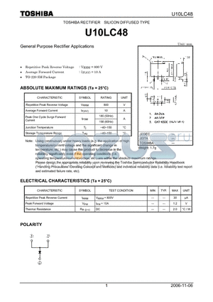 U10LC48 datasheet - General Purpose Rectifier Applications