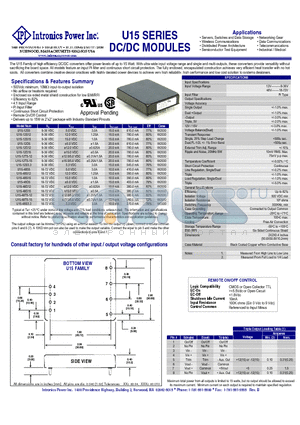 U15-12S12 datasheet - DC/DC MODULES