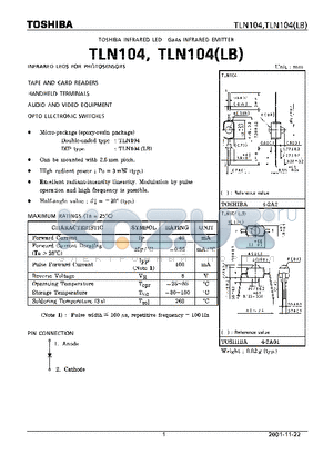 TLN108 datasheet - INFRARED LEDS PHOTO SENSORS